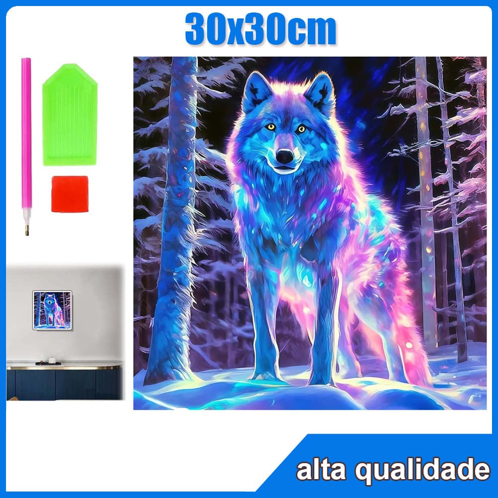 30x30cm lobo da neve Quadrado Pintura Diamante 5D Pintura de Diamante Pintura Com Diamante A Óleo DIY Decorativa Pintad