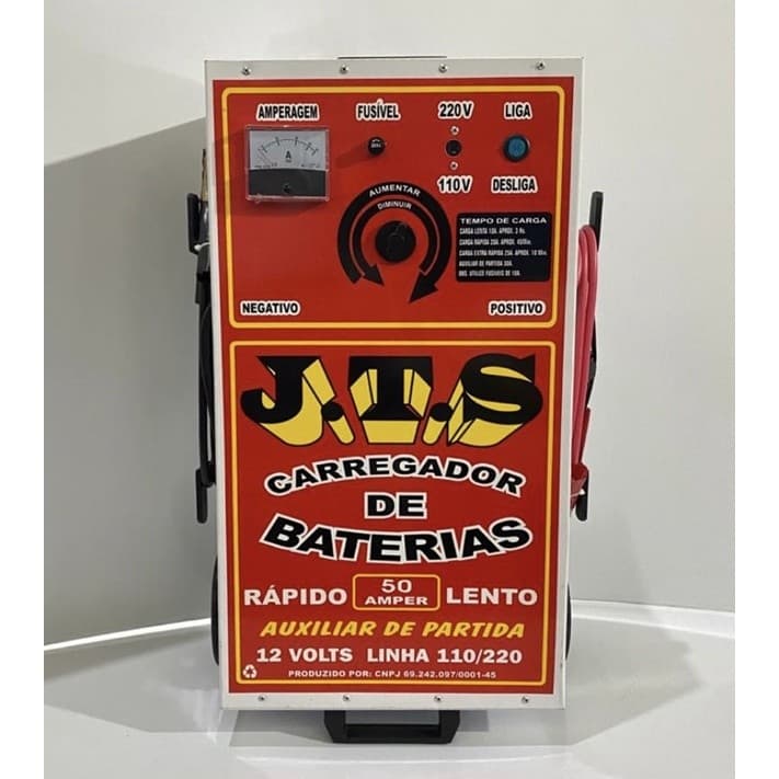 Carregador de Bateria 50 A com Auxiliar de Partida Tipo Carrinho JTS-003