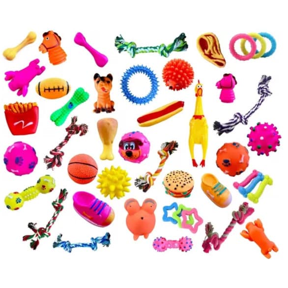 Kit 5 brinquedos Pet Vinil Brinquedos para cachorros cães pequeno porte e filhotes mordedores pet