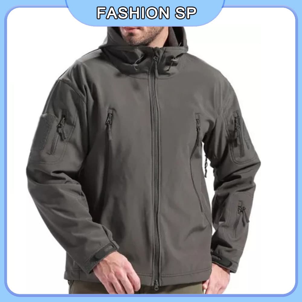 Jaqueta Tática Impermeável Masculina Com Pele Macia Shark