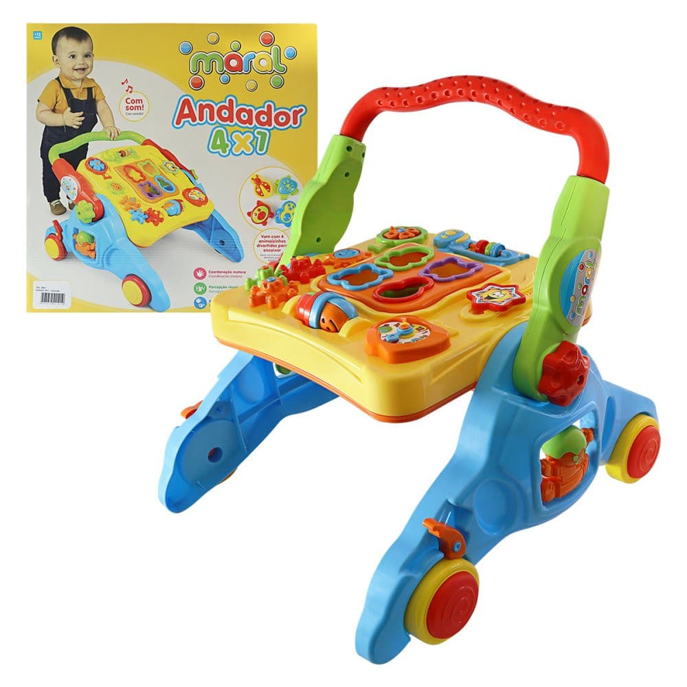 Andador Didático Com Mesa 4em1 Com Som Para Bebês Brinquedo Infantil Criança Educativo