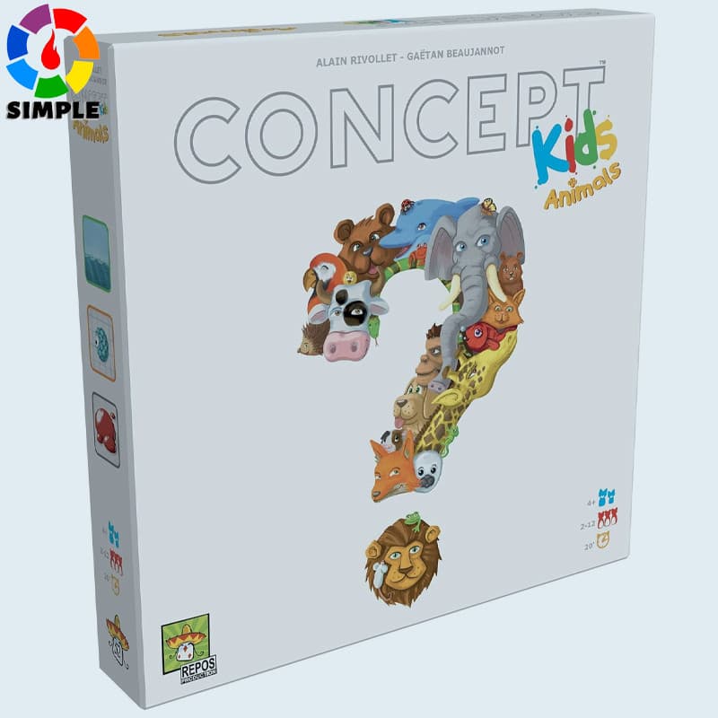 Concept Kids Animals - Cooperative Animal Guessing Game for Children! Fun Family Board Game for Kids & Adults, Ages 4+