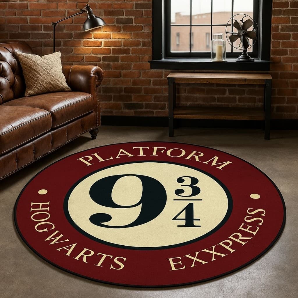 Tapete Redondo Decorativo 88cm Antiderrapante para Sala e Quarto 2130