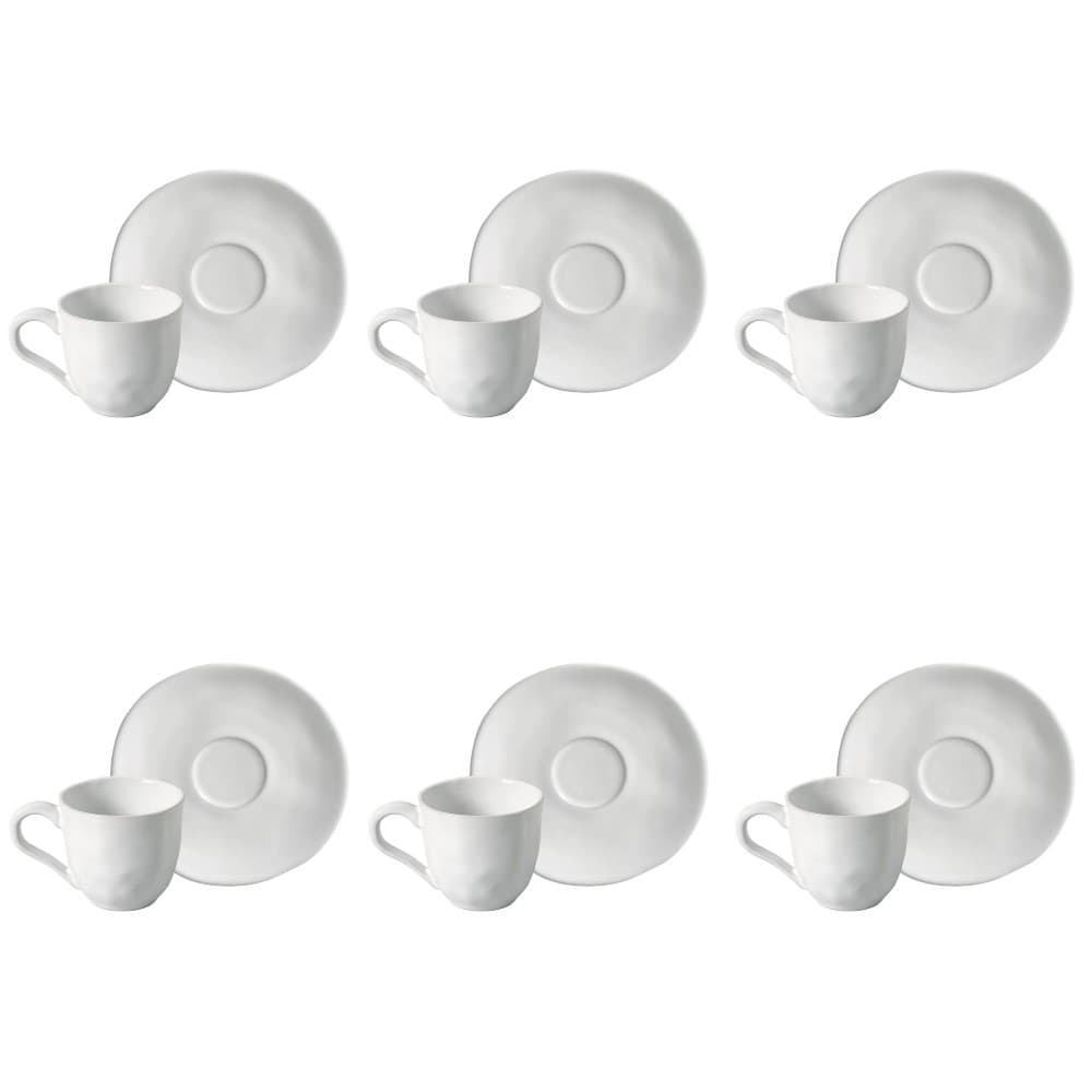 Conjunto de Xícara de Cafezinho com Pires 06 Peças Orgânico New White Porto Brasil