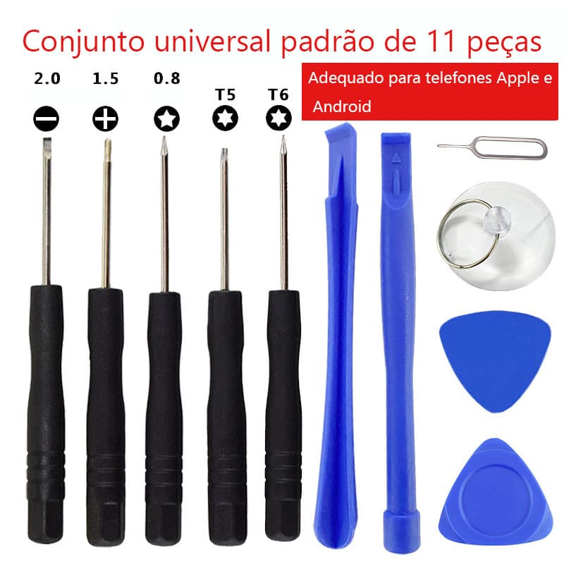 para de Ferramenta de Desmontagem 11 Peças Completo - Profissional para Reparo Android e iPhone