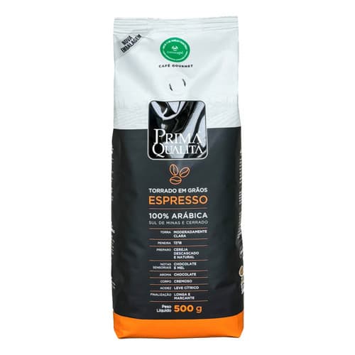 Café Torrado Em Grãos Espresso Prima Qualità Gourmet Pacote 500g
