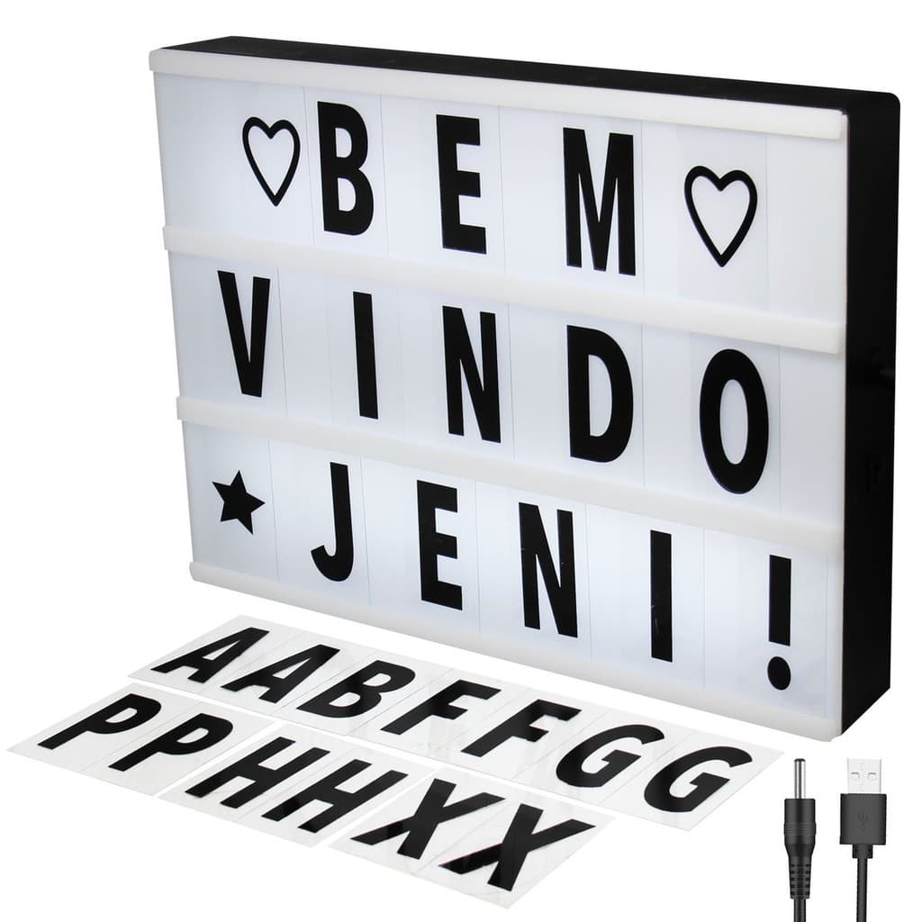 Luminaria Embralumi Letreiro Led Light Box Led A4 + 96 Letras