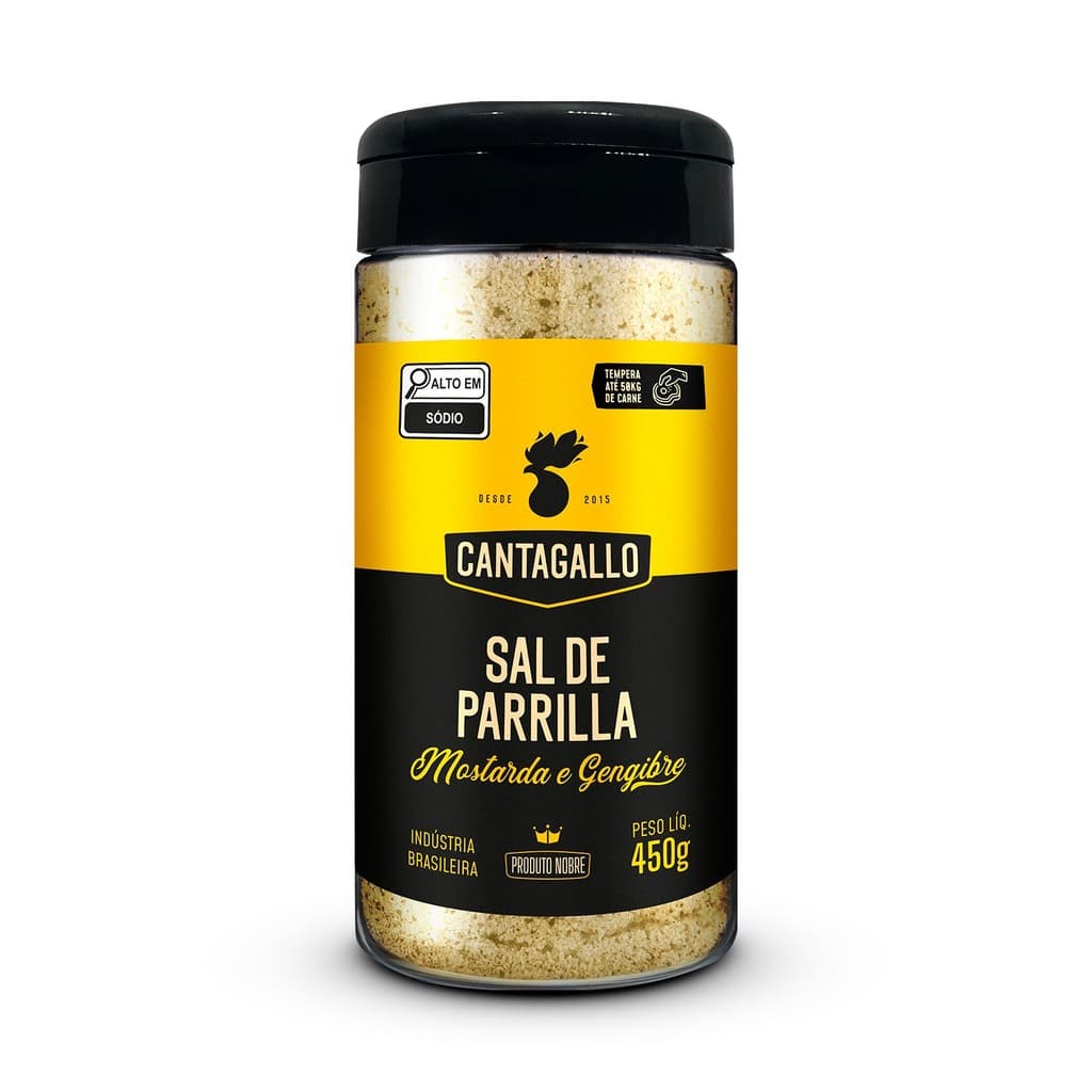 Sal de Parrilla Mostarda e Gengibre CantaGallo 450g - Tempero Carne Diferenciado Gourmet