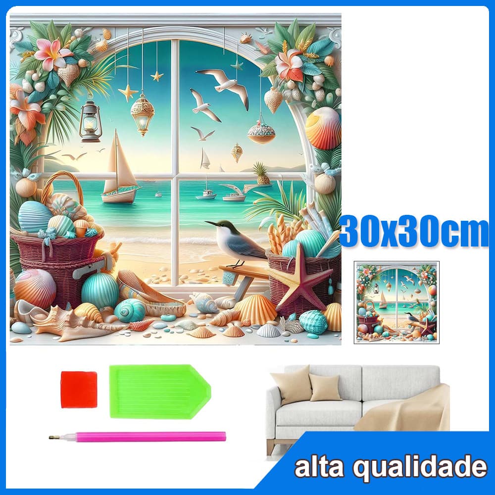 30x30cm paisagem marítima Quadrado Pintura Diamante 5D Pintura de Diamante Pintura Com Diamante A Óleo Decorativa Pintad