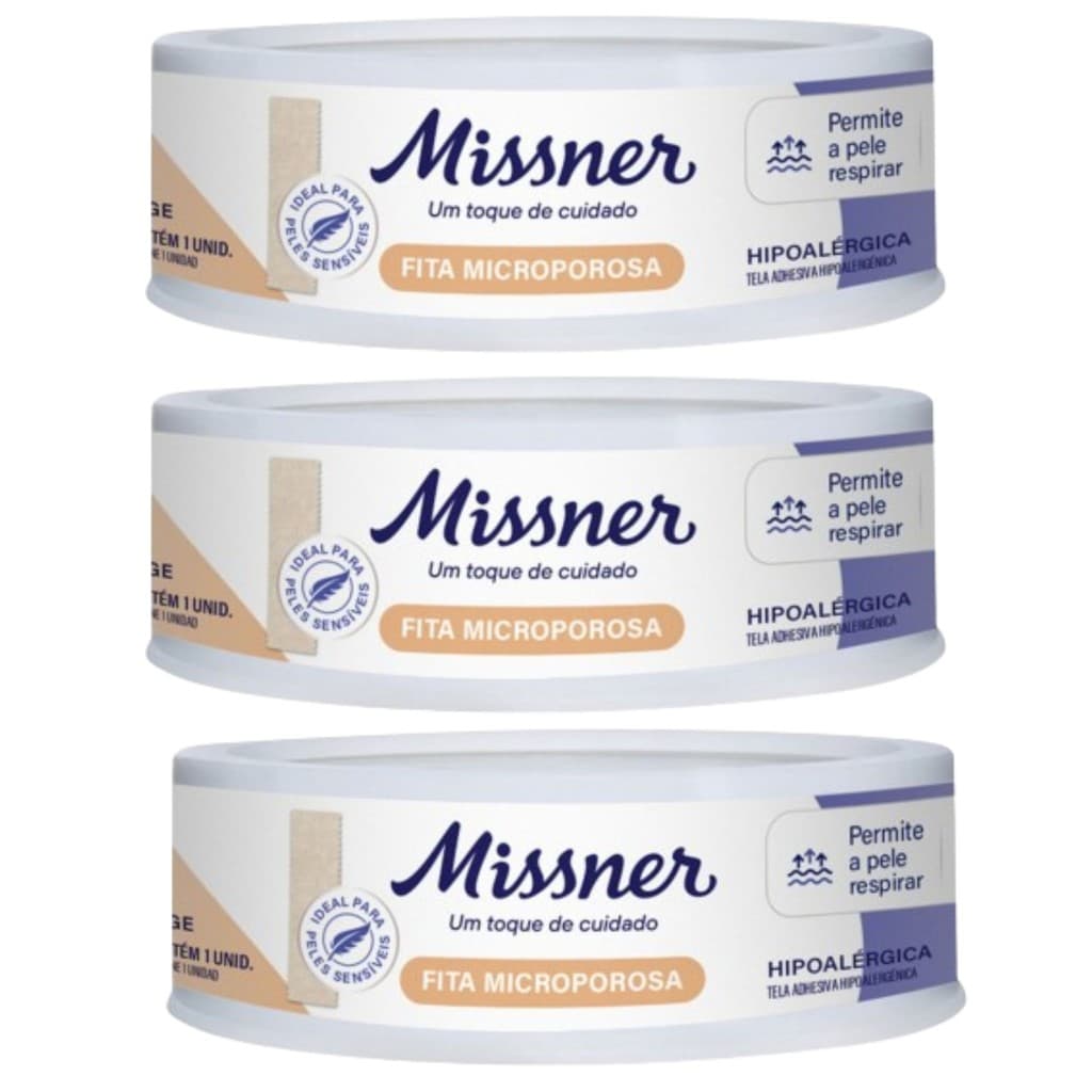 Kit 3 Fita Microporosa Bege 1,2cm X 4,5m - Missner