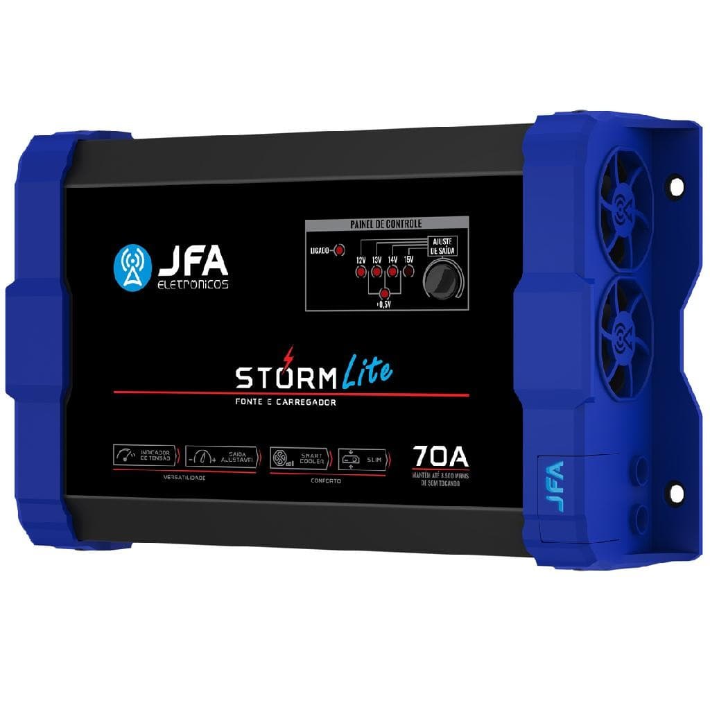 Fonte JFA Lite 70A Bivolt Carregadora de Bateria De Trio Paredão Som Automotivo Festa Show 12v