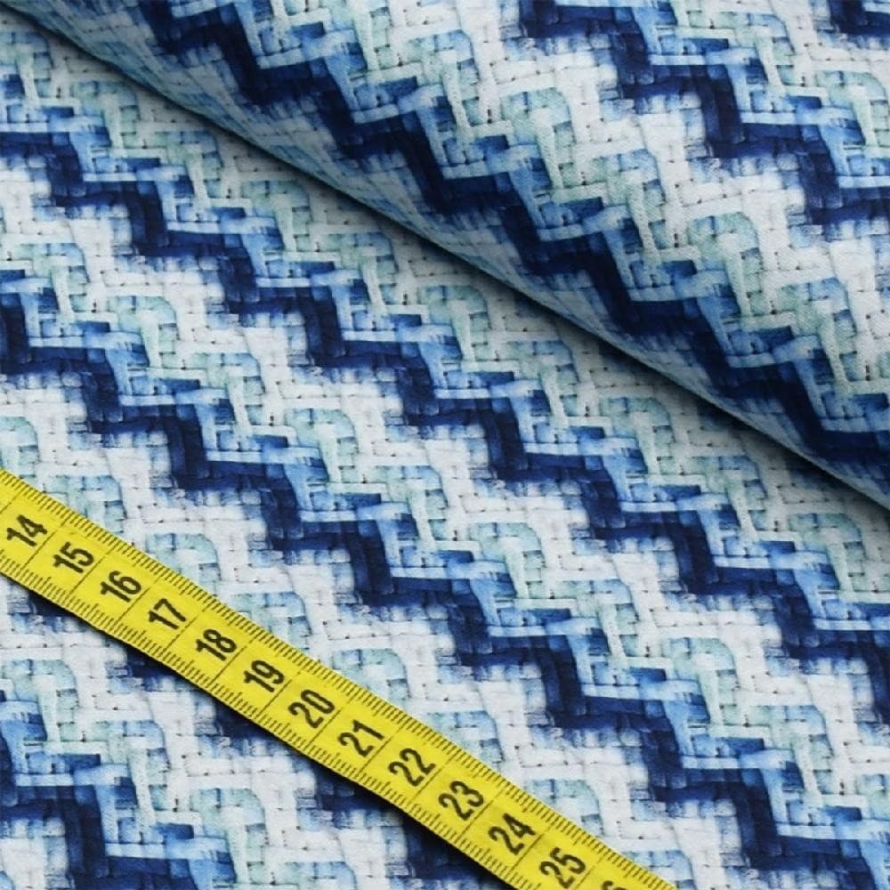 Tecido Estampado Para Patchwork - Clube Mais Criativo : Tricot Checron Marinho (0,50x1,40)