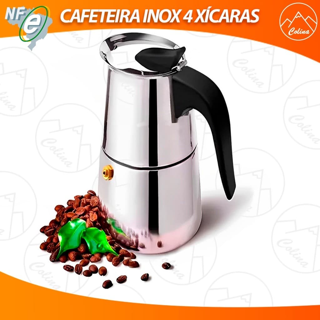 Cafeteira Italiana Expresso 4 Xícaras Aço Inox Não Utiliza Filtro Kolling Sell