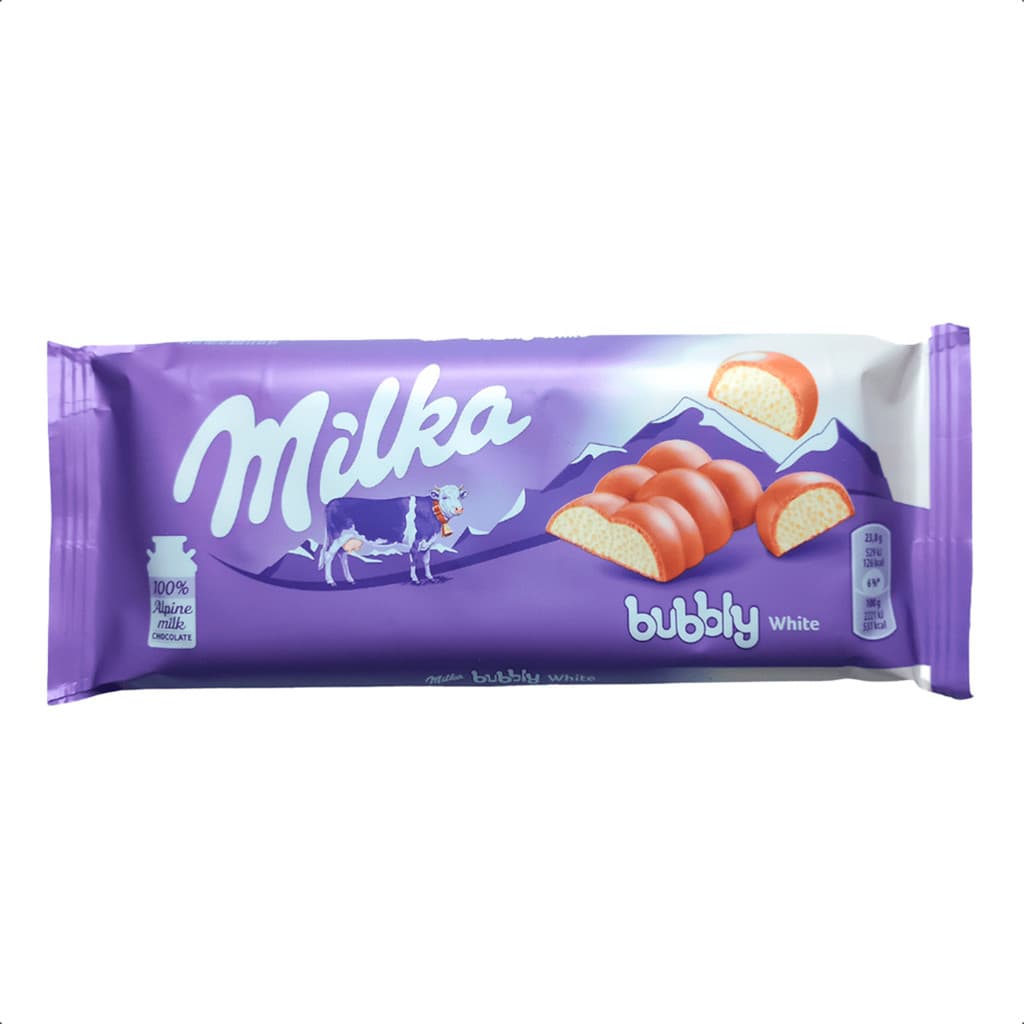 Milka Bubbly White 95g Chocolate Branco Aerado Importado