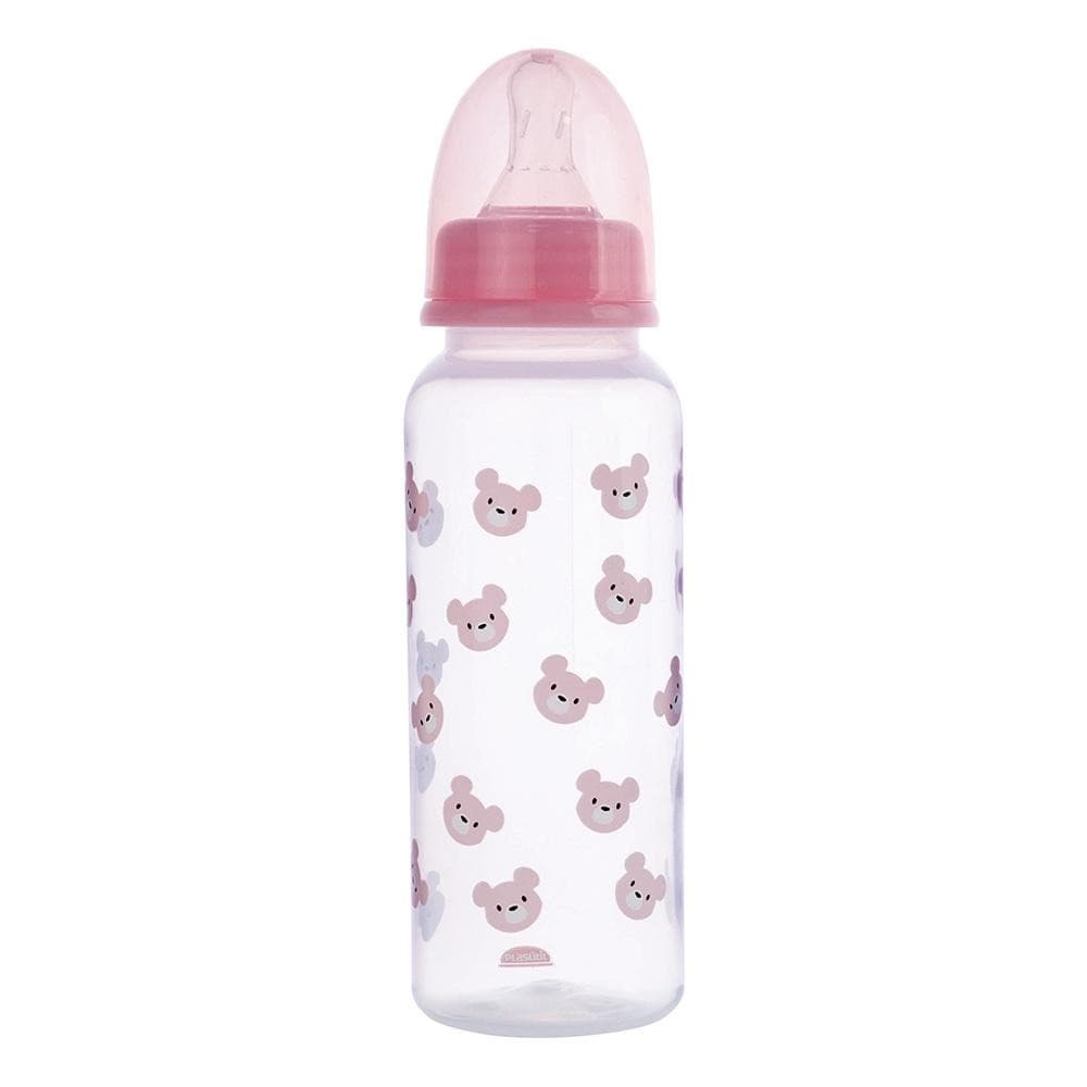 Mamadeira Anticólica Ursa Rosa Bico Conforto  250 ml Menina Bebê Plasútil