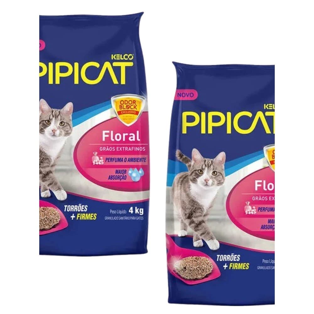 Kit 2 Areia Sanitária Kelco Pipicat Floral 2 Unidades 4kg