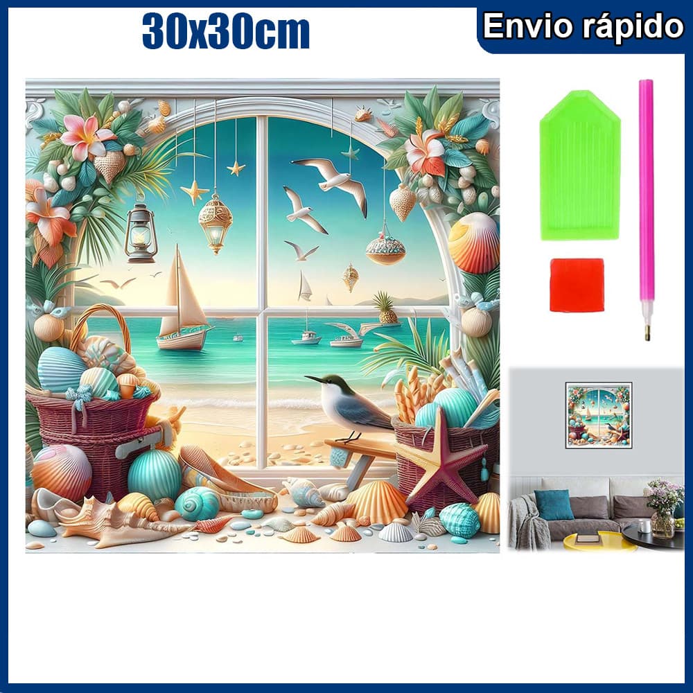 30x30cm paisagem marítima Pintura Diamante 5D Pintura de Diamante Kits De Pintura Diamante Para Adultos Quadrado