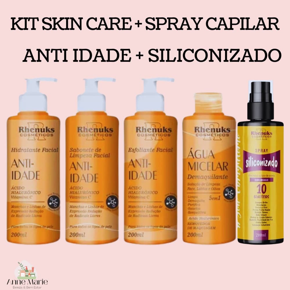 KIT SKIN CARE ANTI IDADE + SPRAY CAPILAR SILICONIZADO