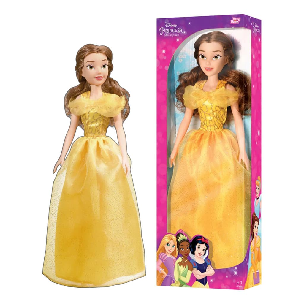 Boneca Bela Original Infantil Disney Articulada 55cm Vestido Brilhoso Feita Em Vinil Filme Disney