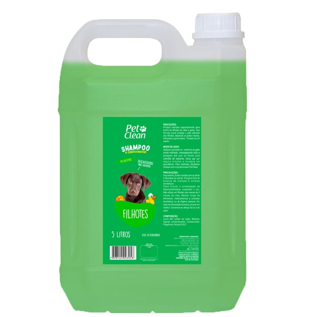 Shampoo e Condicionador Filhotes Pet Clean 5L para Cães e Gatos