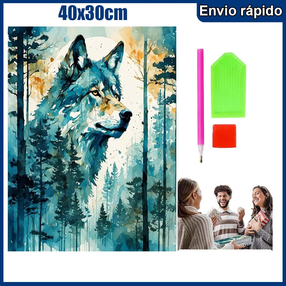 40x30cm A Floresta e o Lobo Pintura Diamante 5D Pintura de Diamante Kits De Pintura Diamante Para Adultos Quadrado