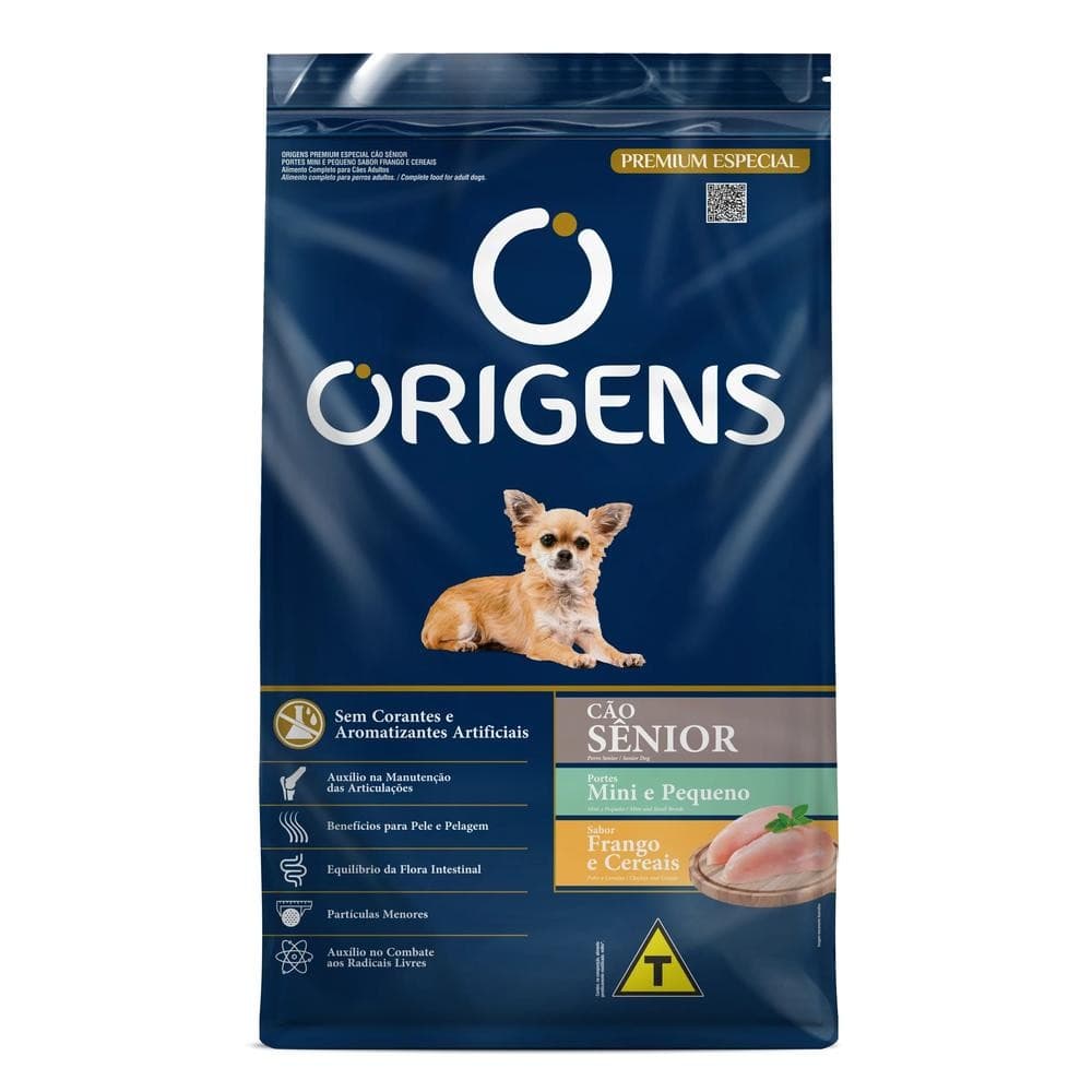 Ração 10,1kg Origens Cães Sênior Raças Pequenas e Mini sabor Frango e Cereais
