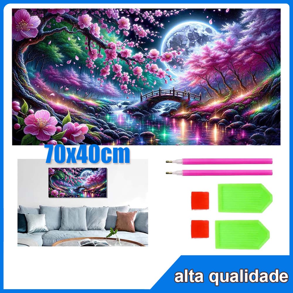 70x40cm flor de cerejeira Quadrado Pintura Diamante 5D Pintura de Diamante Pintura Com Diamante A Óleo Decorativa Pintad