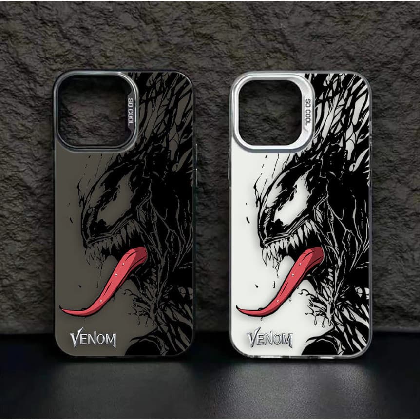Capinha iphone 11/12/13/14/15/16 Pro max,Capa prateada colorida à prova de choque para celular, Marvel, Venom,estojo pro