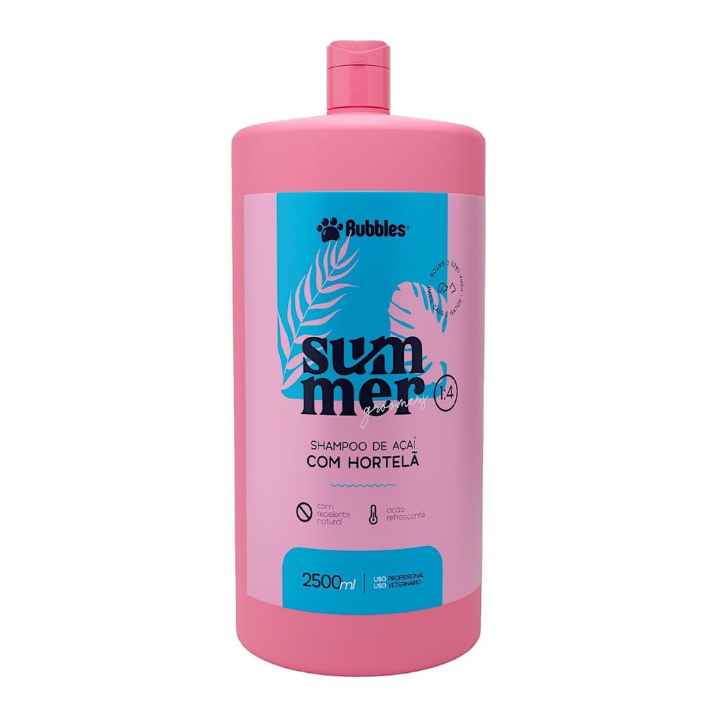Shampoo Pet Açai E Hortelã Summer Bubbles Banho Sensorial Para Cães e Gatos Banho e Tosa