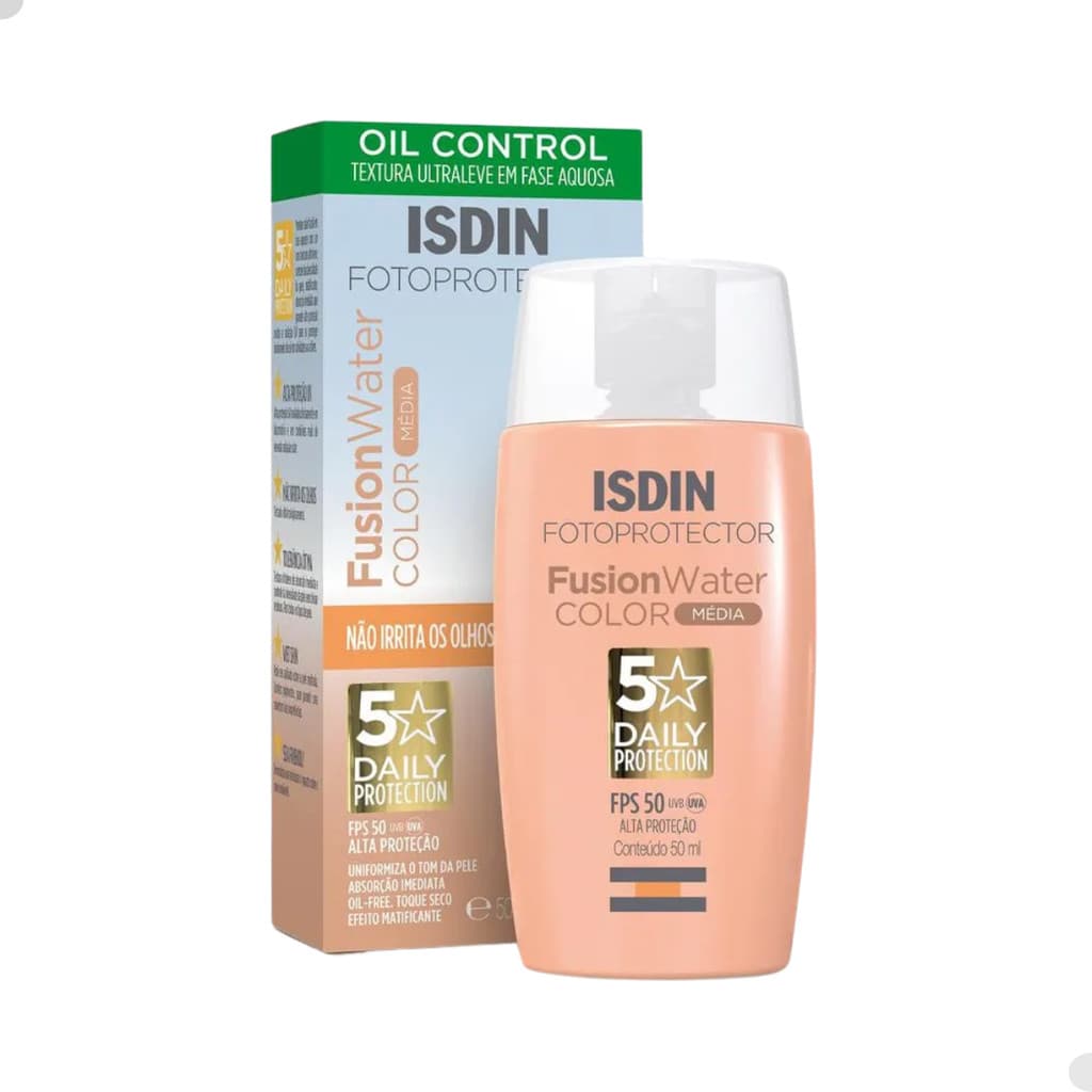Protetor Solar Facial Fusion Water Cor Média FPS 50 50ml Isdin Filtro solar ISDIN