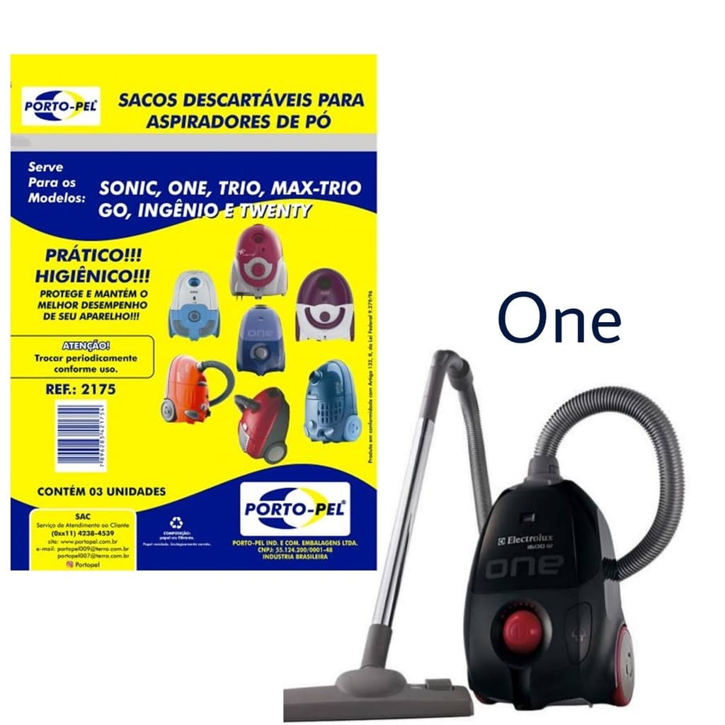 Kit 3 Sacos Aspirador de Pó Electrolux - One (2175)