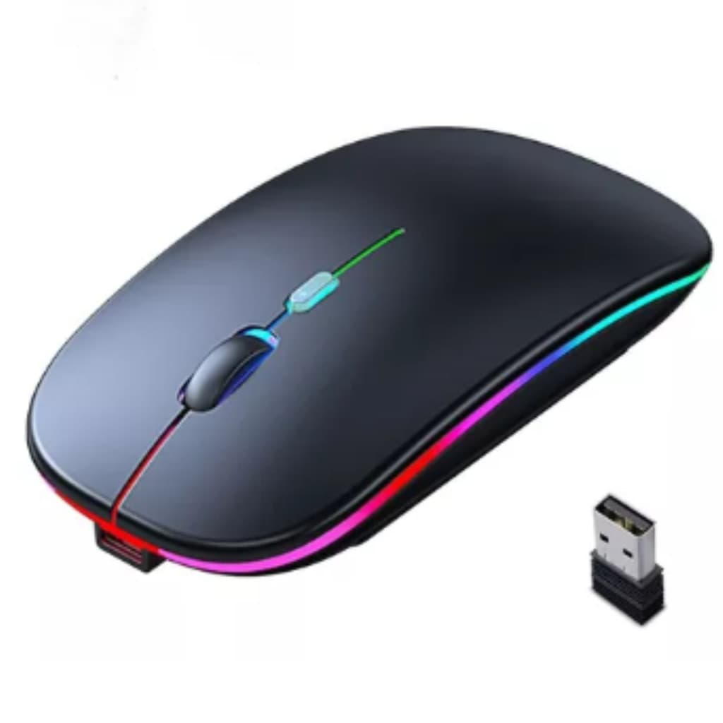 Mouse Bluetooth Sem Fio Recarregável 1600DPI 2.4 GHz