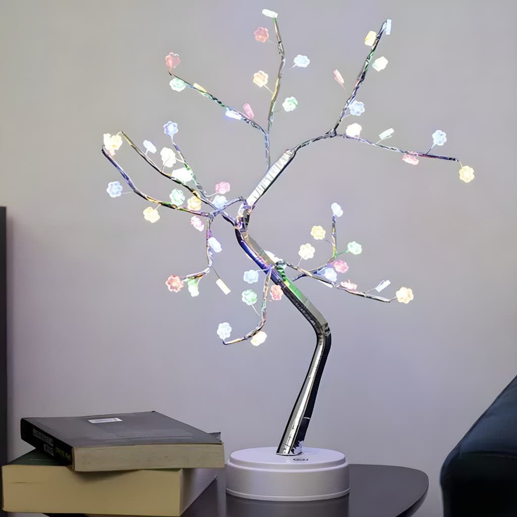 Luminária Arvore De Led Holanda 60 leds e Usb/Pilha 55cm / Abajur / Decoração / Quarto / Iluminação