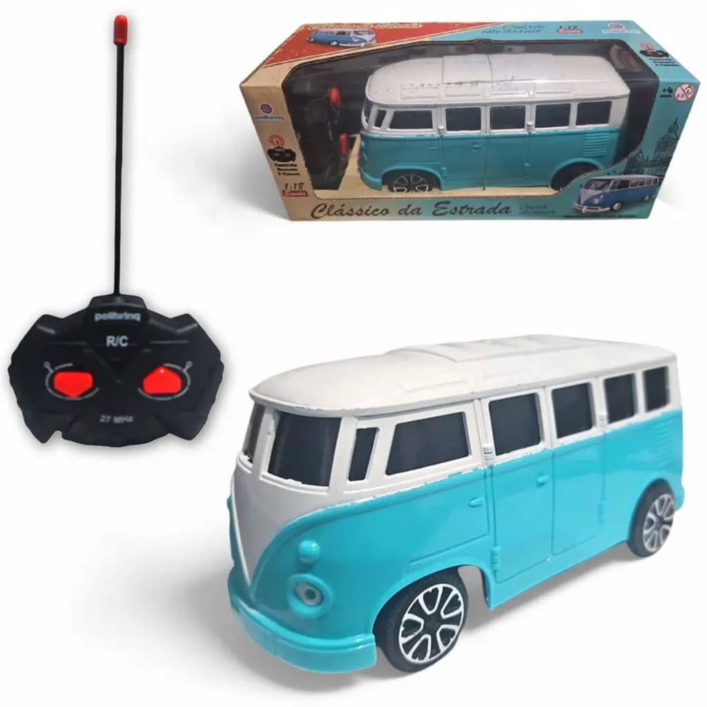 Carrinho Controle Remoto Kombi Azul Polibrinq