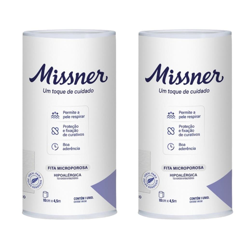 Kit 2 Fita Microporosa Branca 10cm x 4,5m - Missner