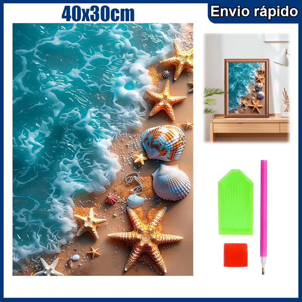 40x30cm praia de conchas Pintura Diamante 5D Pintura de Diamante Kits De Pintura Diamante Para Adultos Quadrado