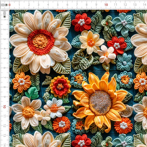 Tecido Tricoline Digital 3D Festa das Flores Costura Artesanato Patchwork Pano Ateliê DIY