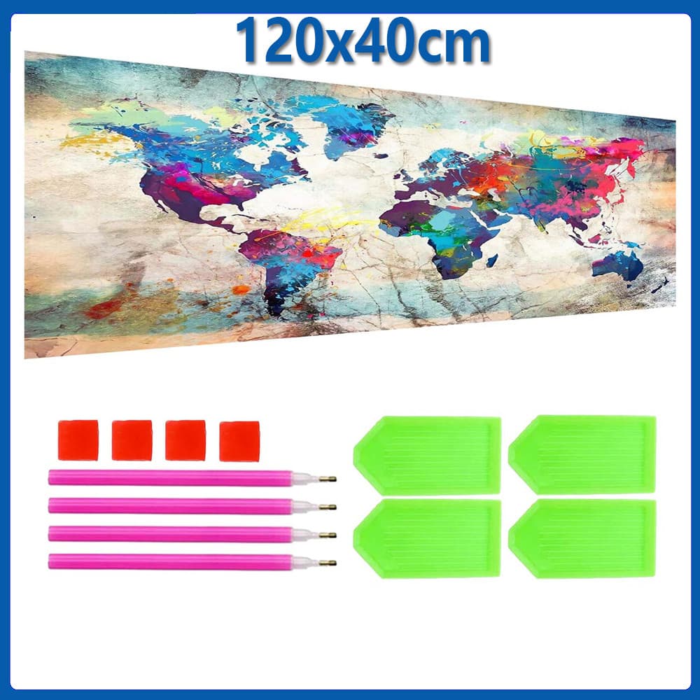 120x40cm mapa-múndi Pintura Diamante 5D Pintura de Diamante Conjunto De Pintura Com Diamante Conto De Redondo 5D Kits