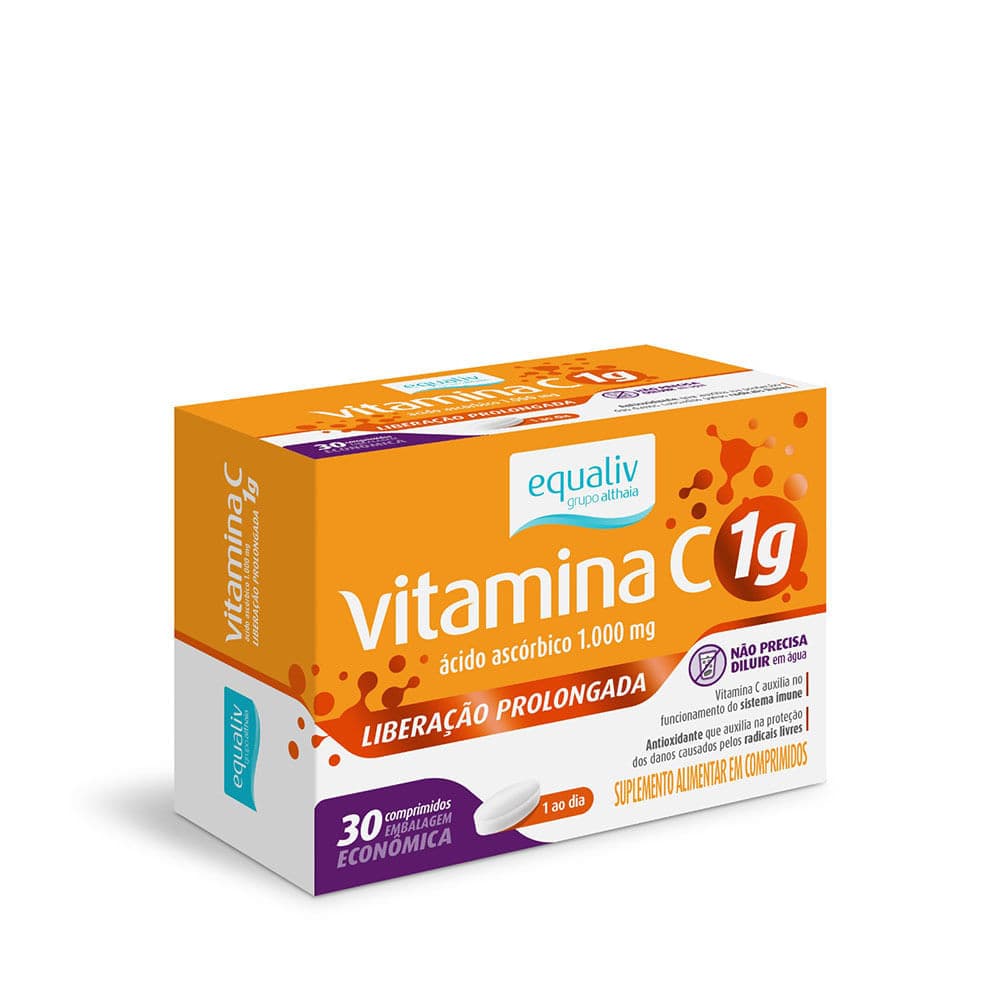 Vitamina C 1g Equaliv 30cps Suplemento Para Imunidade e Acao Antioxidante com Liberacao Prolongada