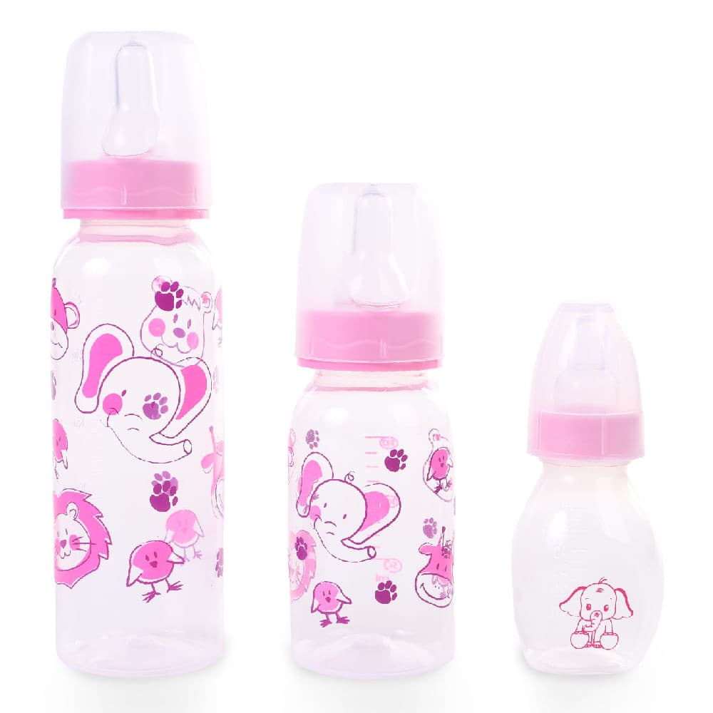 Kit Mamadeira Bebê Rosa Anplas Bico Silicone - 03 Unidades