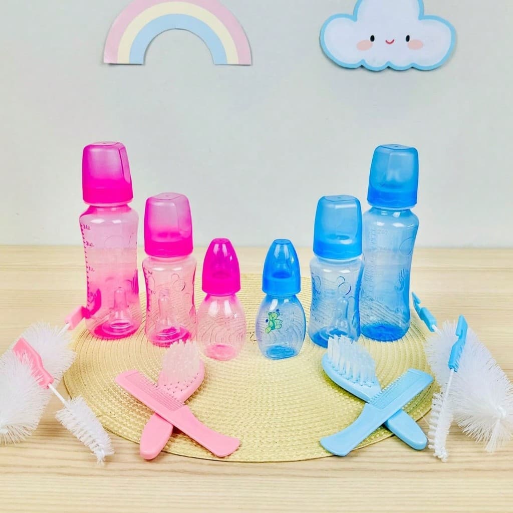 Kit 3 Mamadeiras Amplas + Kit pente escova + Limapdor de Mamadeiras