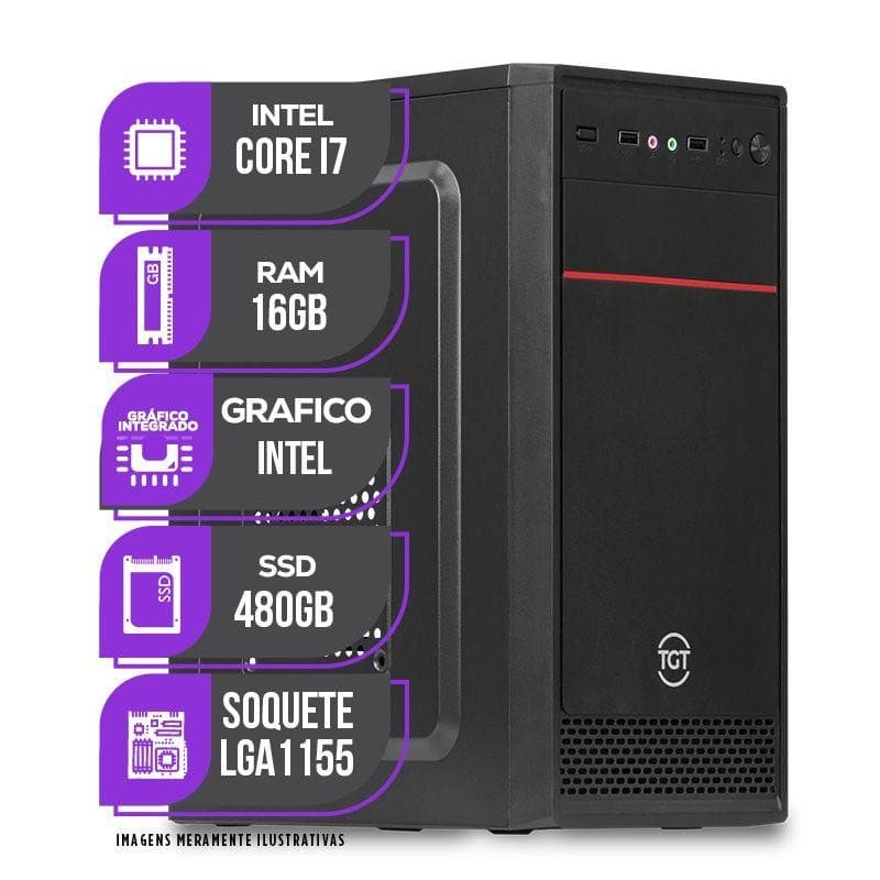 PC Computador CPU Mancer, Intel Core i7, 16GB De Memória Ram, SSD 480GB