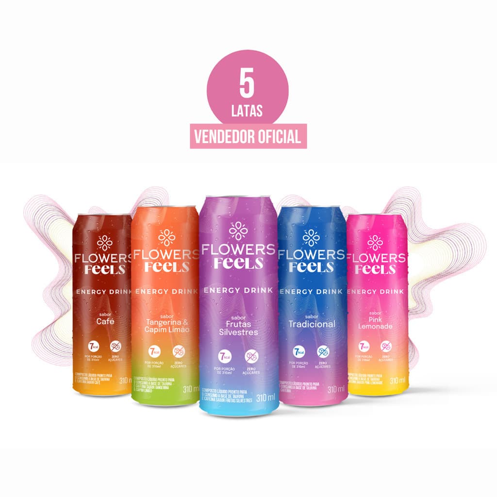 Kit 5 Energéticos Flowers Feels 310ml cada