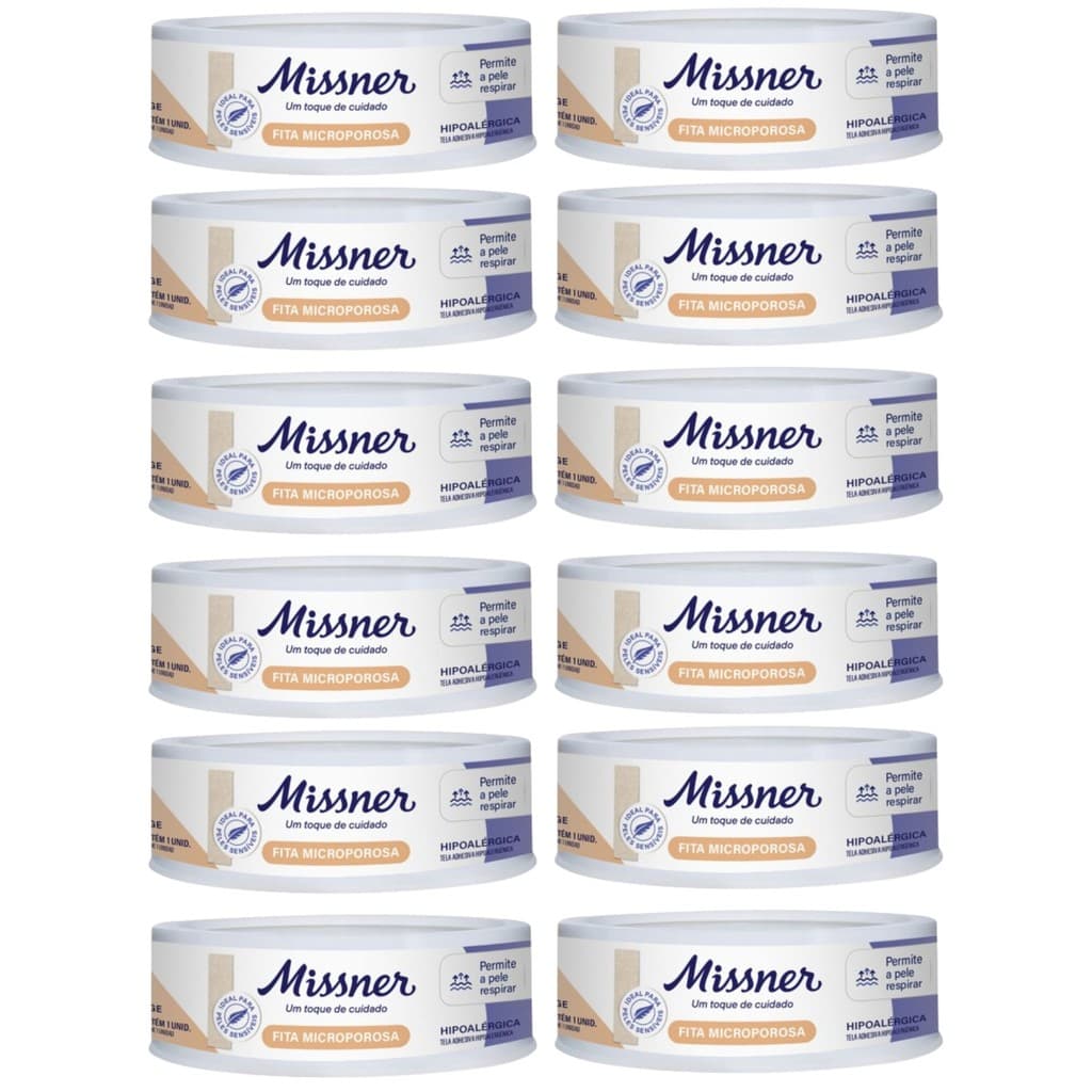 Kit 12 Fita Microporosa Bege 1,2cm X 4,5m - Missner