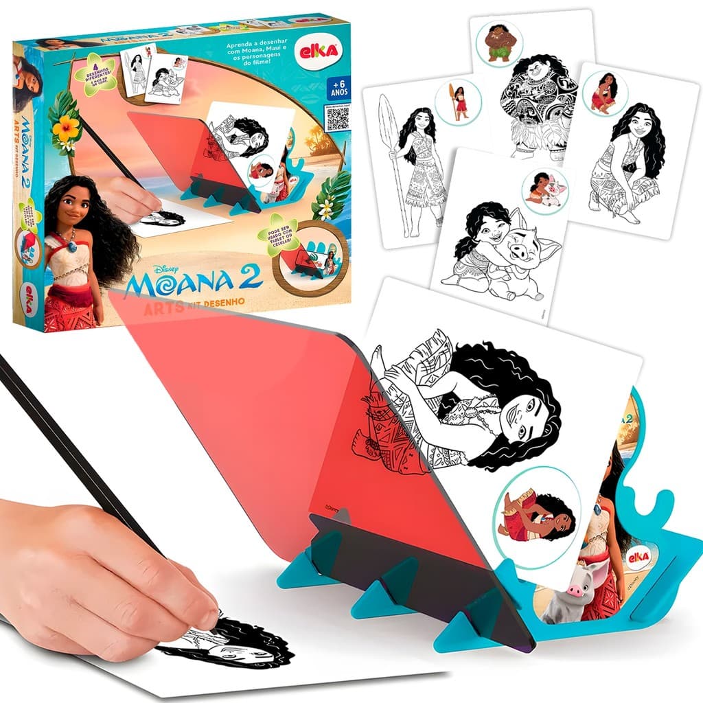 Kit Desenho Espelhado Brinquedo Educativo Moana 2 Disney - Elka Brinquedos