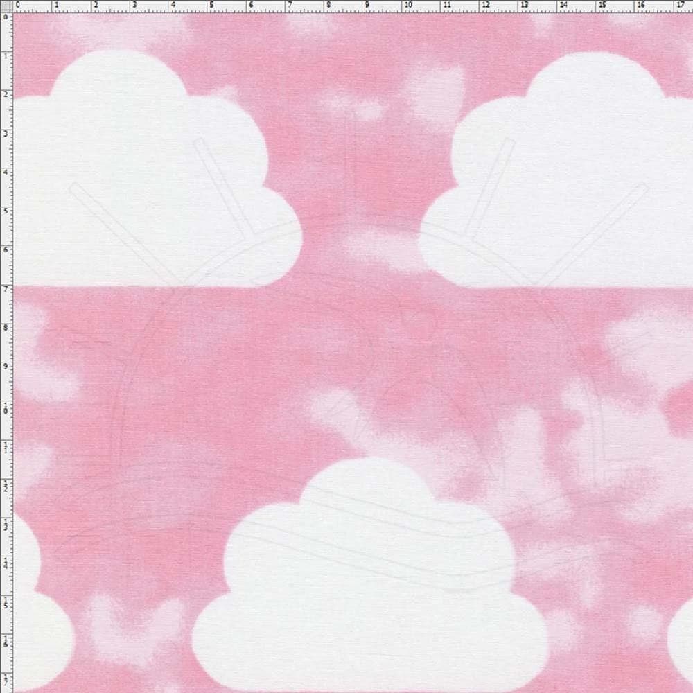Tecido Estampado para Patchwork - Nuvens Grandes Texturão Rosa Cor 01 (0,50x1,40)