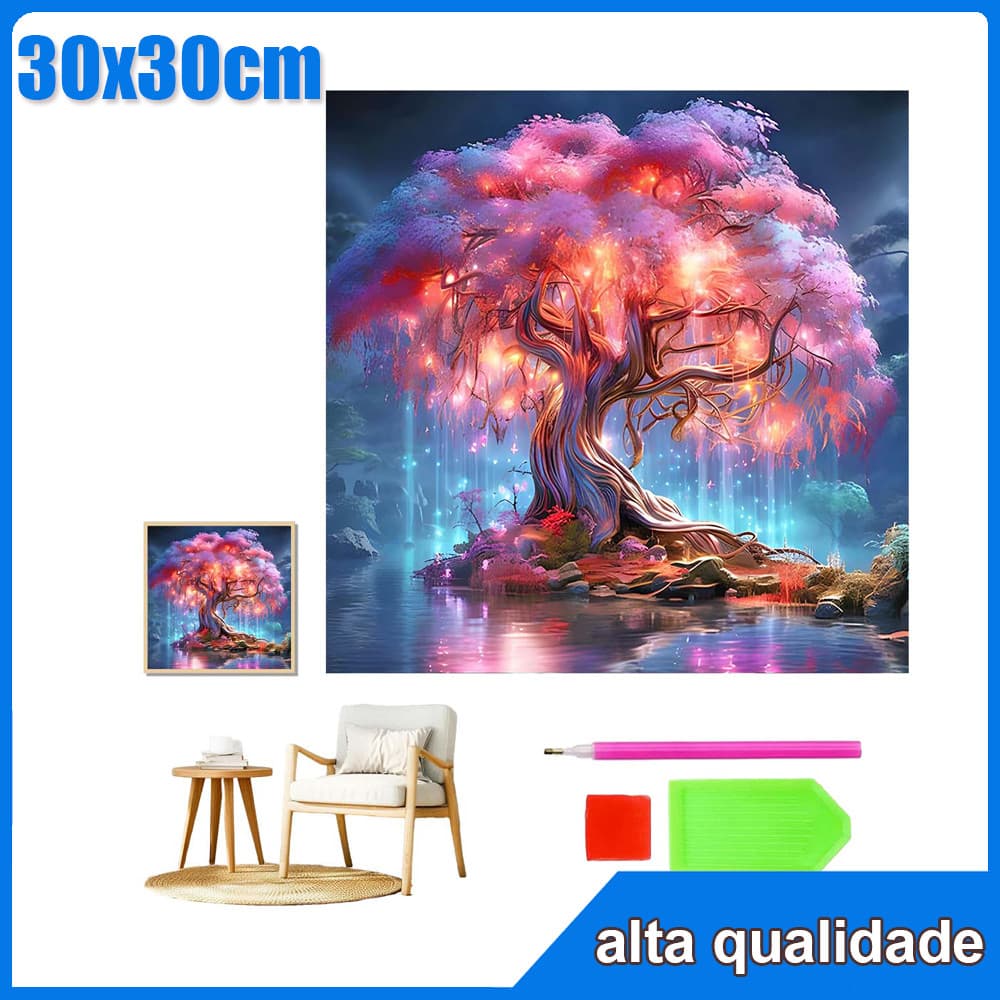 30x30cm Árvore de Vidro Colorida Quadrado Pintura Diamante 5D Pintura de Diamante Pintura Com Diamante A Óleo 5D Pintad