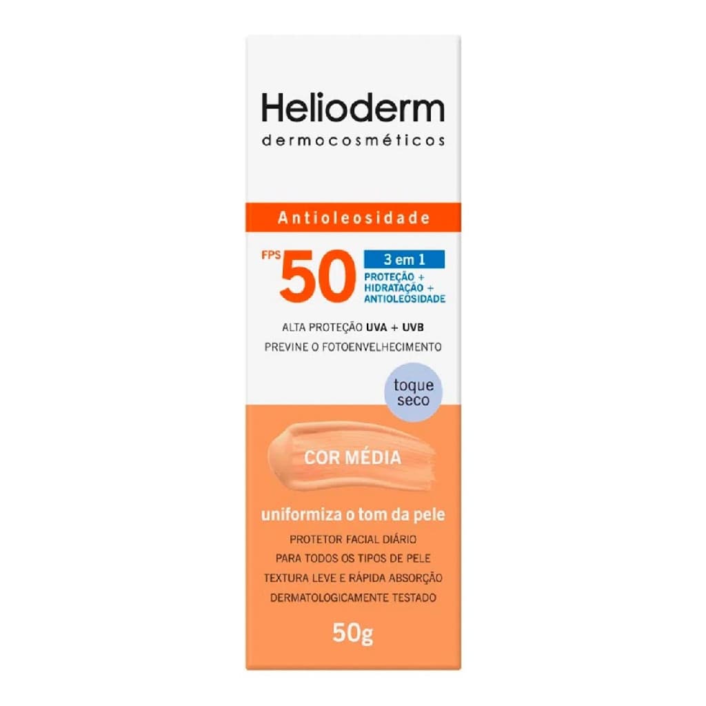 Protetor Solar Facial FPS 50 Helioderm com Cor – Proteção e Cobertura Natural