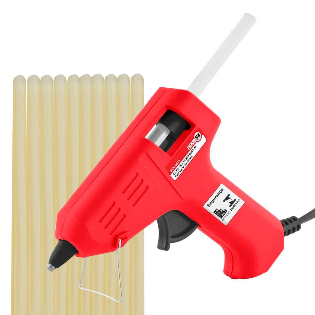 KIT PISTOLA DE COLA QUENTE PCN0015 + COLA SILICONE