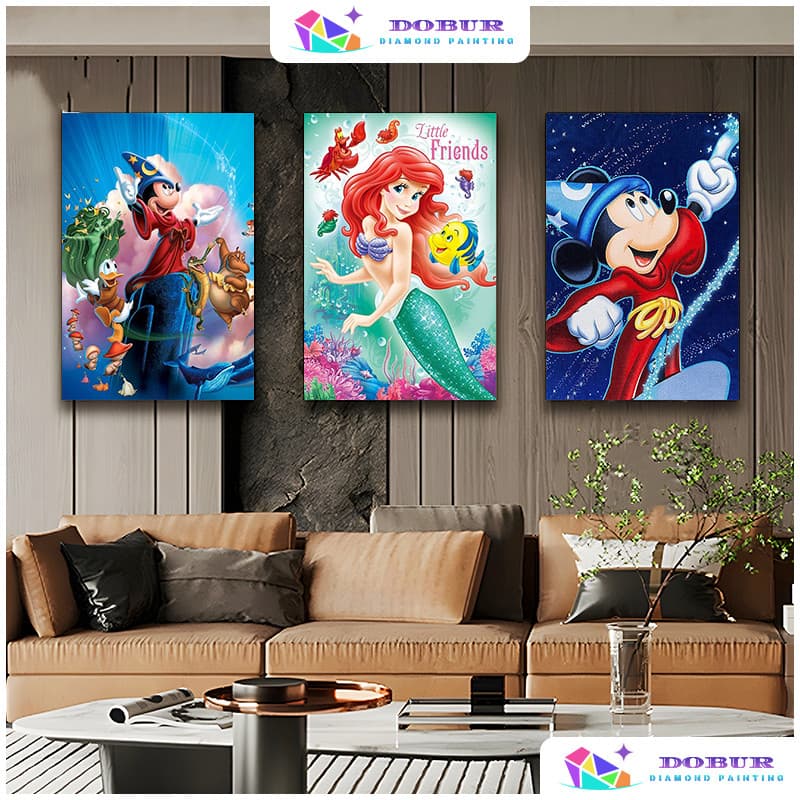 DOBUR | Conjunto De Pintura Diamante Disney Mickey Mouse 5D DIY Redondo/Quadrado Completo Broca Lona Com Número Artesana